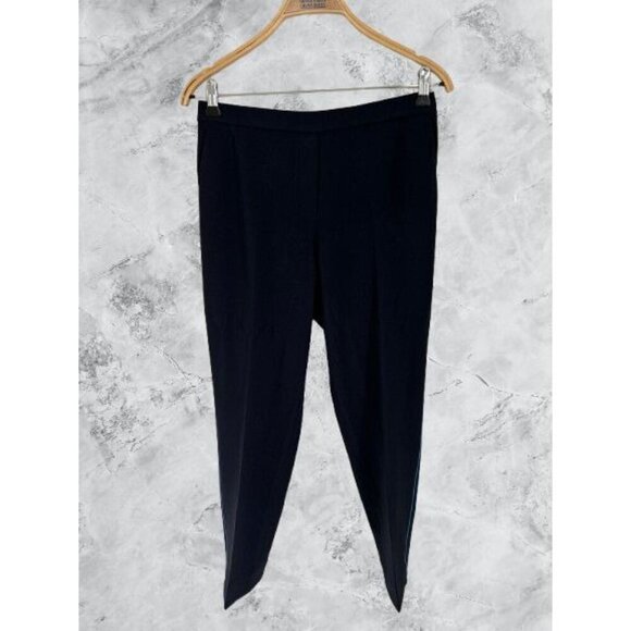 Theory 100% Silk Trousers Size 6 Navy Blue With Blue Side Stripe Detail - Picture 4 of 6